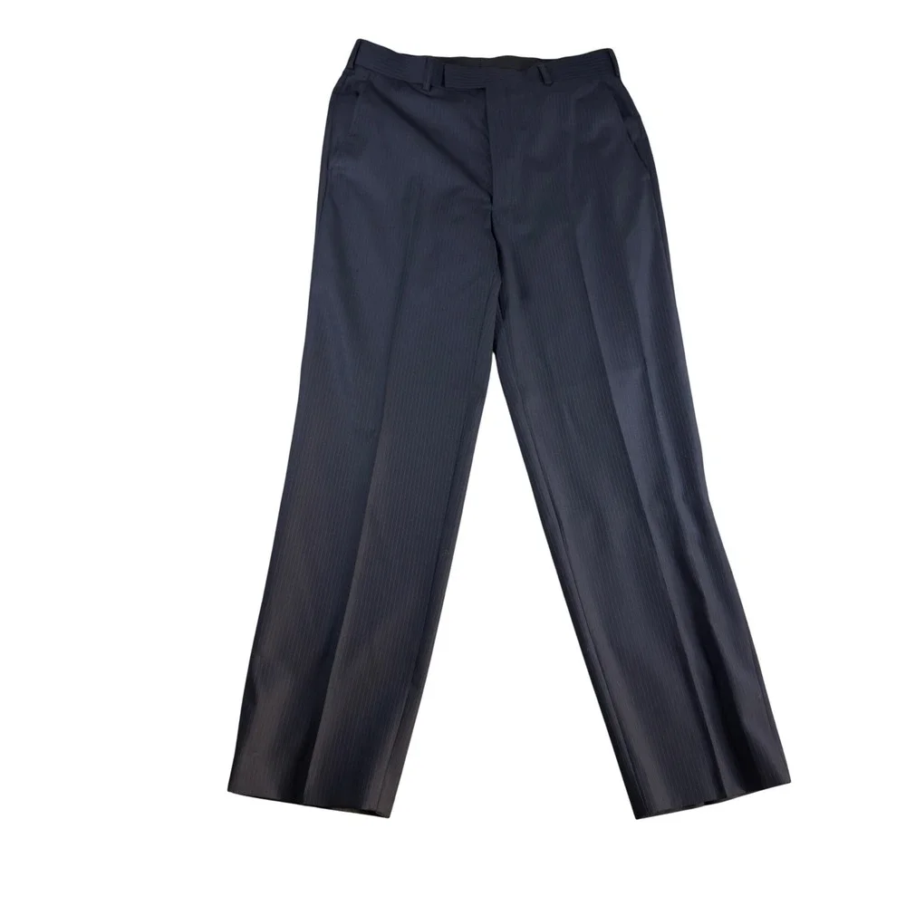 French Connection Mens 38R Pinstripe Wool Suit Navy 2-Piece 34W‎ 32L